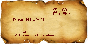 Puns Mihály névjegykártya